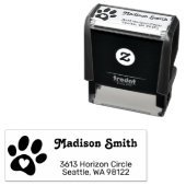 Personalisierte Paw Print mit Herz-Rücksendeadress Permastempel (Beispiel)
