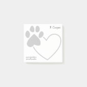 Personalisierte Paw Print on Heart Post-it Klebezettel (Vorderseite)