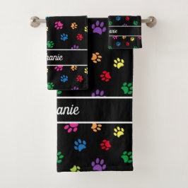 Personalisierte Paw Prints Badhandtuch Set