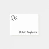 Personalisierte Paw-Prints im Herzen mit Namen Post-it Klebezettel (Vorderseite)