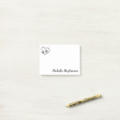 Personalisierte Paw-Prints im Herzen mit Namen Post-it Klebezettel (Auf Schreibtisch)