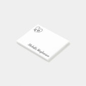 Personalisierte Paw-Prints im Herzen mit Namen Post-it Klebezettel (angewinkelt)