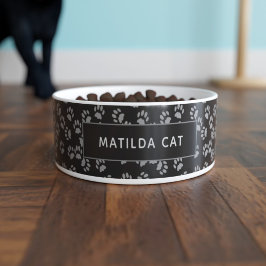 Personalisierte Paws Pawprint Black Cat Bowl Napf
