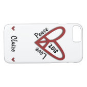 Personalisierte Peace-Liebe Heart iPhone Case (Rückseite (Horizontal))