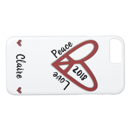 Personalisierte Peace-Liebe Heart iPhone Case (Rückseite (Horizontal))