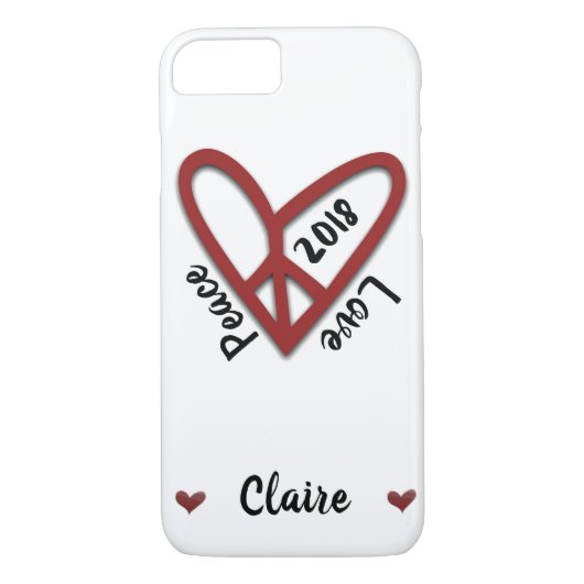 Personalisierte Peace-Liebe Heart iPhone Case (Rückseite)