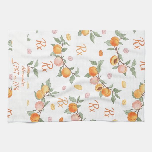 Personalisierte Peach & Apricot Pharmacy Geschirrtuch (Horizontal)