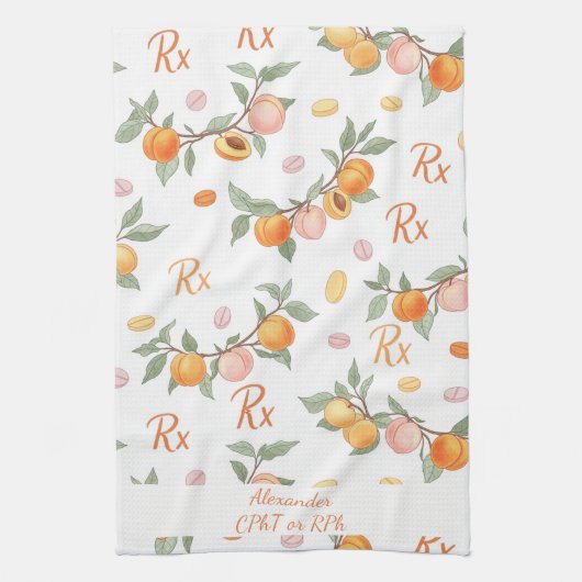 Personalisierte Peach & Apricot Pharmacy Geschirrtuch (Vertikal)