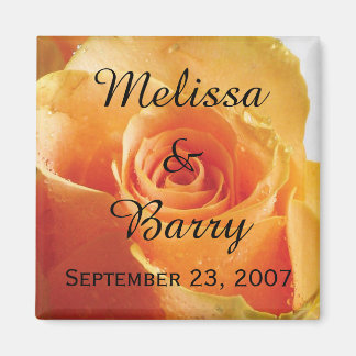 Personalisierte Peach Rose Hochzeit Magnet