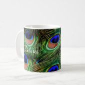 Personalisierte Peacock Feather Coffee Tasse (Vorderseite Links)