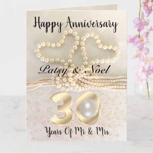 Personalisierte Pearl 30. Wedding Anniversary Card Karte (Orchidee)