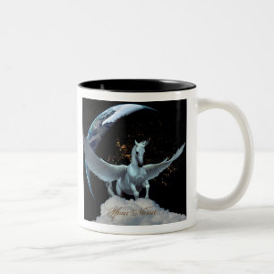 Personalisierte Pegasus- und Planeten-Kaffee-Tasse Zweifarbige Tasse