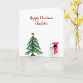 Personalisierte Peggy Penguin Weihnachtskarte Karte (Gelbe Blume)