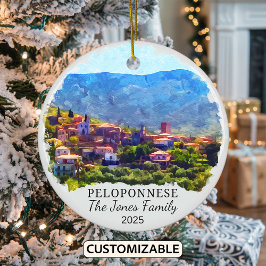 Personalisierte Peloponnes Ornament, Griechenland Keramik Ornament