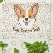 Personalisierte Pembroke Welsh Corgi Welpen Hundes Geschirrtuch (Gefaltet)