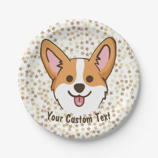 Personalisierte Pembroke Welsh Corgi Welpen Hundes Pappteller