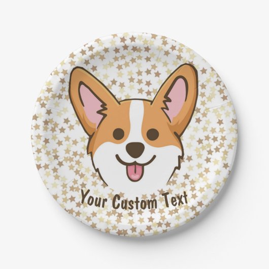 Personalisierte Pembroke Welsh Corgi Welpen Hundes Pappteller (Vorderseite)