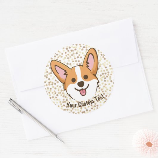 Personalisierte Pembroke Welsh Corgi Welppy Dog St Runder Aufkleber (Umschlag)