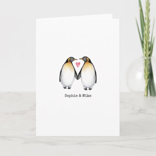 Personalisierte Penguin Valentines Liebe Card Karte (Vorderseite)