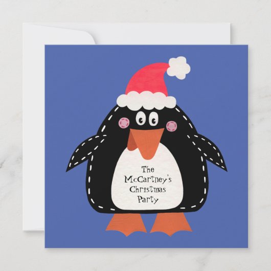 Personalisierte Penguin Weihnachten Party Einladun (Vorderseite)