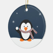 Personalisierte Penguin-Weihnachtsverzierung Keramikornament (Links)