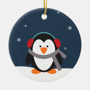Personalisierte Penguin-Weihnachtsverzierung Keramikornament