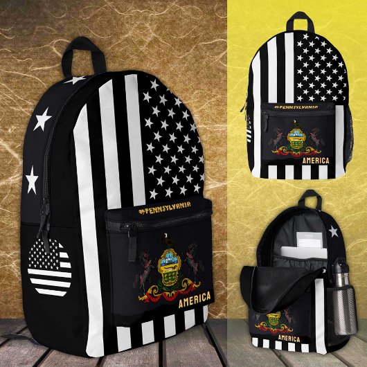 Personalisierte Pennsylvania Flaggentasche, amerik Bedruckter Rucksack