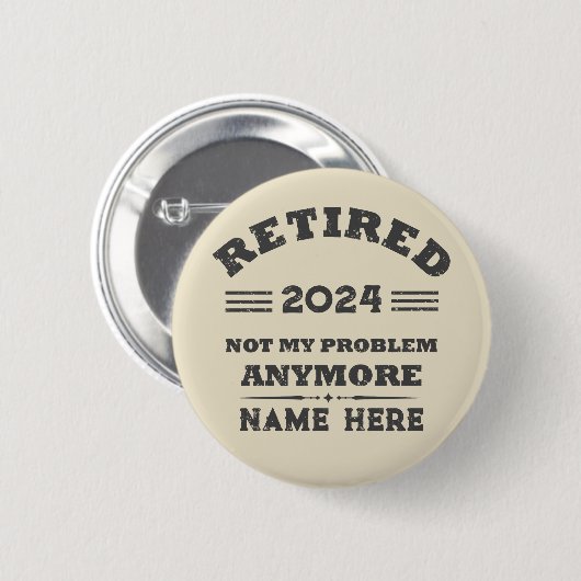 Personalisierte Pensionierung nicht mehr mein Prob Button (Vorne & Hinten)