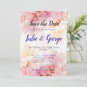 Personalisierte Peony Wedding speichern das Datum Einladung (Stehend Vorderseite)