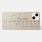 Personalisierte Perle und Diamanten auf Beige iPhone Hülle (Rückseite (Horizontal))