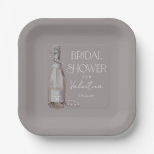 Personalisierte Perlen + Prosecco-Brautparty Pappteller