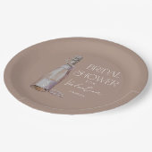 Personalisierte Perlen + Prosecco-Brautparty Pappteller (Schrägansicht)