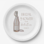 Personalisierte Perlen + Prosecco-Brautparty Pappteller (Vorderseite)