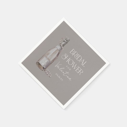 Personalisierte Perlen + Prosecco-Brautparty Serviette (Ecke)