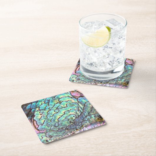 Personalisierte Perlmuttjuwel-Ohrschnecke Rechteckiger Pappuntersetzer (Vor Ort)