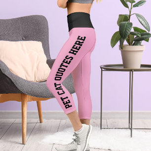 Personalisierte Pet-Cat-Zitate auf schwarzem Pink Capri Leggings
