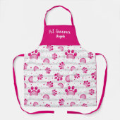 Personalisierte Pet Groomer Pink Paw Schürze (Vorderseite)