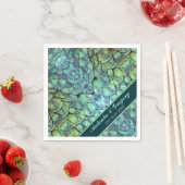 Personalisierte Pfauenfeathers Hochzeitspapier Nap Serviette (Beispiel)