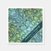 Personalisierte Pfauenfeathers Hochzeitspapier Nap Serviette (Vorderseite)
