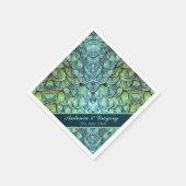 Personalisierte Pfauenfeathers Hochzeitspapier Nap Serviette (Ecke)