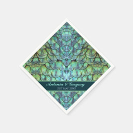 Personalisierte Pfauenfeathers Hochzeitspapier Nap Serviette