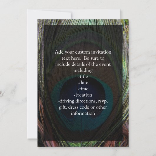 Personalisierte Pfauenfresser Einladung (Rückseite)