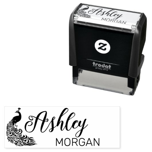 Personalisierte PfauenSilhouette - vollständiger N Permastempel (Beispiel)