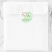 Personalisierte Pfefferminzgrün Kindertaufe danke Runder Aufkleber (Tasche)