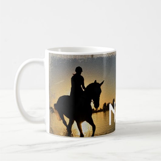 Personalisierte Pferde Ranch Rodeo Design Kaffeema Kaffeetasse (Links)
