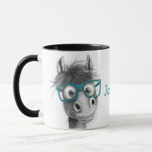 Personalisierte Pferde-Tasse mit schwarzer Hand Tasse