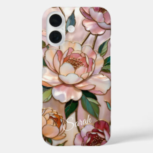 Personalisierte Pfingstrosen-Blumen-Handyhülle Ele iPhone 16 Hülle