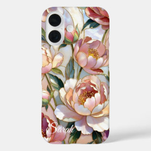 Personalisierte Pfingstrosen-Blumen-Handyhülle Ros iPhone 16 Hülle