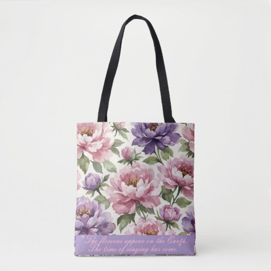 Personalisierte Pfingstrosen-Tragetasche Tasche (Vorderseite)