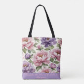 Personalisierte Pfingstrosen-Tragetasche Tasche (Rückseite)